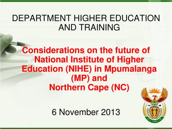 DEPARTMENT HIGHER EDUCATION AND TRAINING