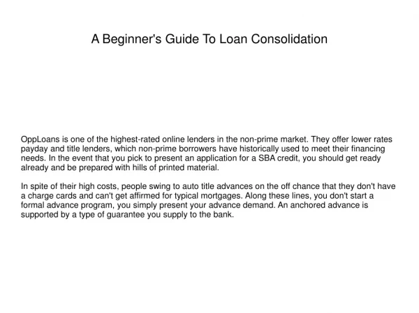 A Beginner's Guide To Loan Consolidation