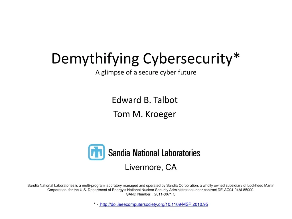 demythifying cybersecurity a glimpse of a secure cyber future