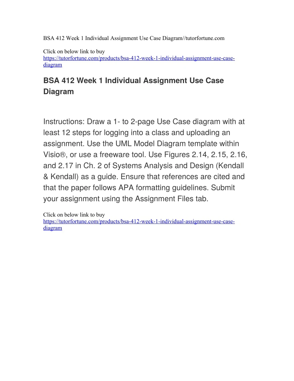 bsa 412 week 1 individual assignment use case