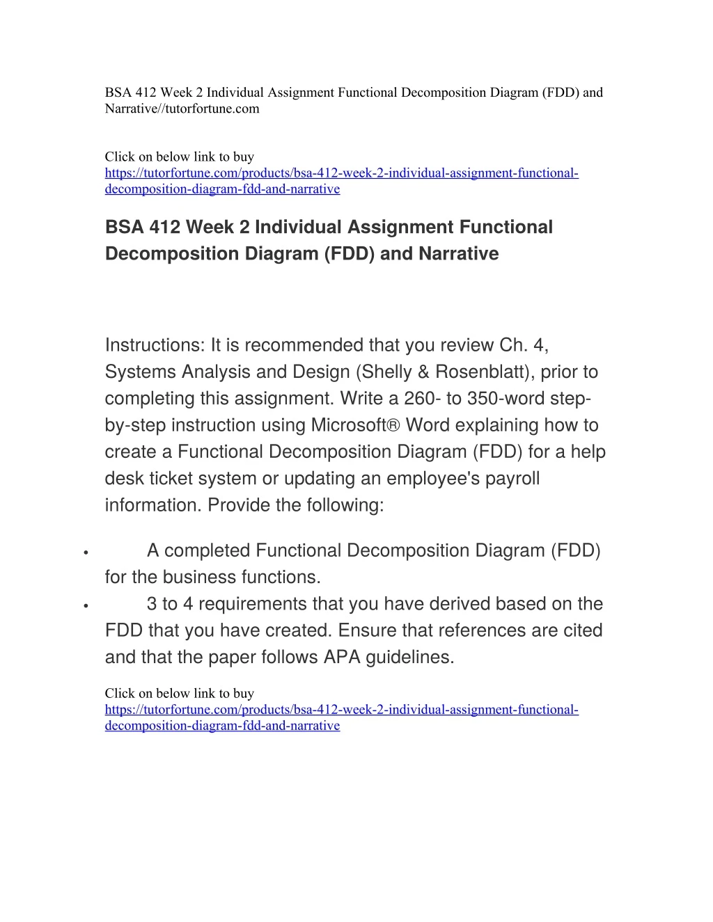 bsa 412 week 2 individual assignment functional