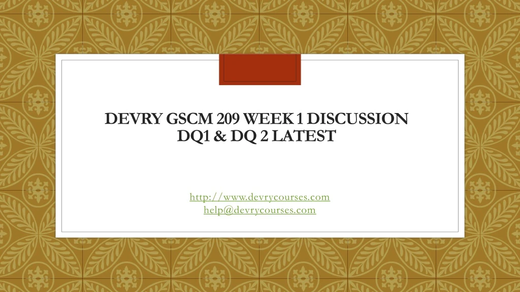 devry gscm 209 week 1 discussion dq1 dq 2 latest