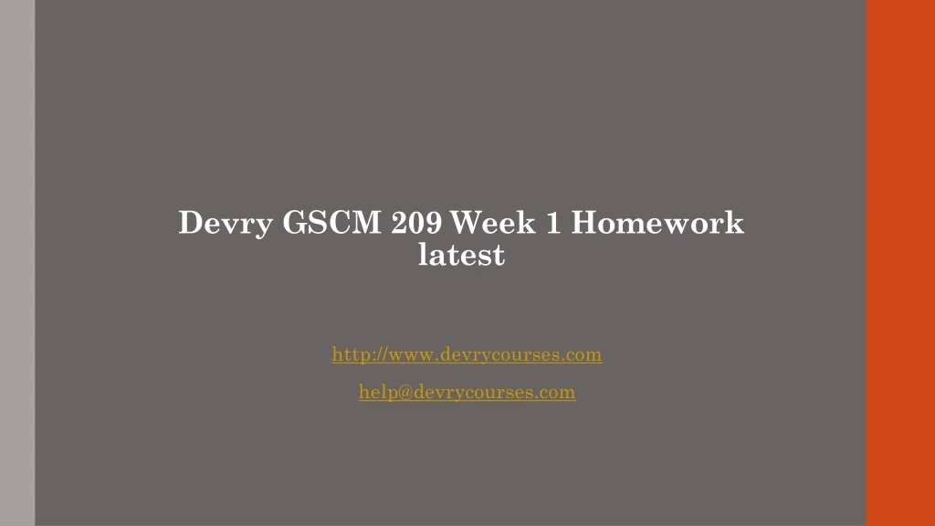 devry gscm 209 week 1 homework latest