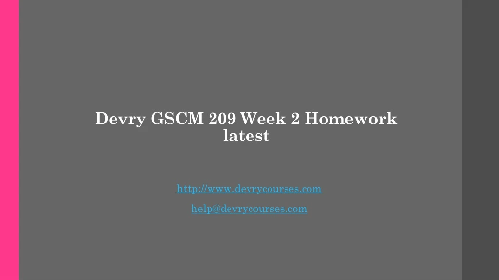 devry gscm 209 week 2 homework latest
