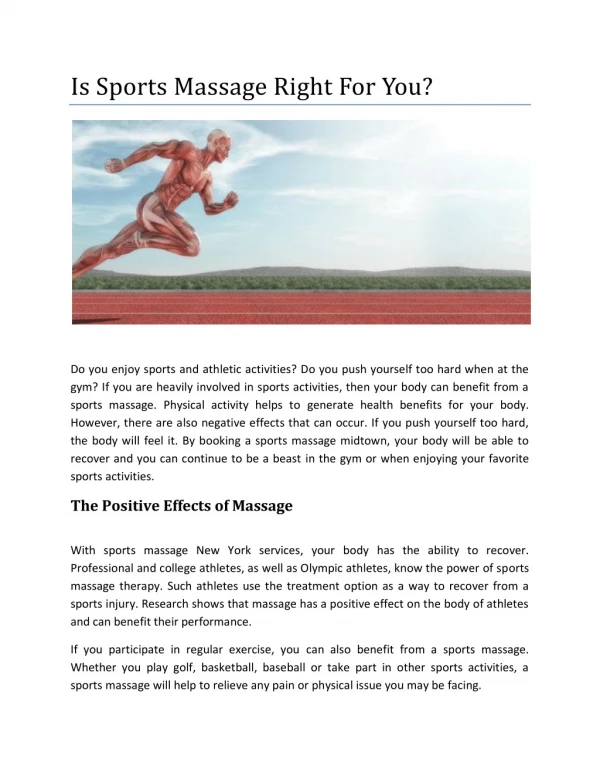 Is Sports Massage Right For You?
