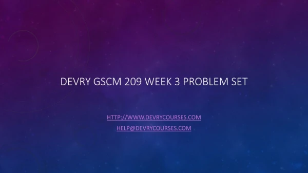 devry gscm 209 week 3 problem set