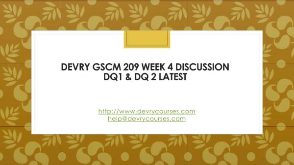 devry gscm 209 week 4 discussion dq1 dq 2 latest