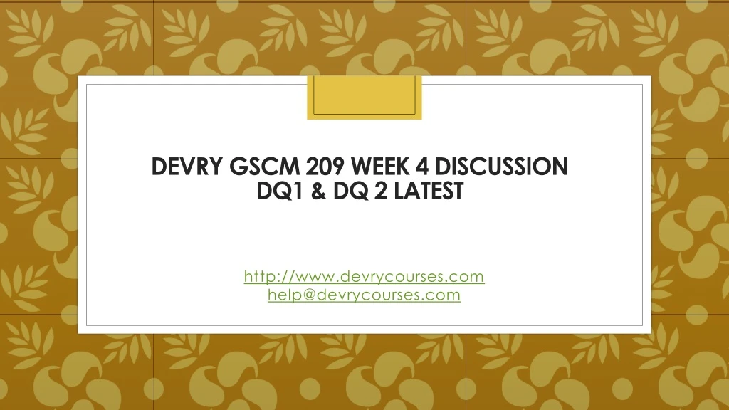 devry gscm 209 week 4 discussion dq1 dq 2 latest