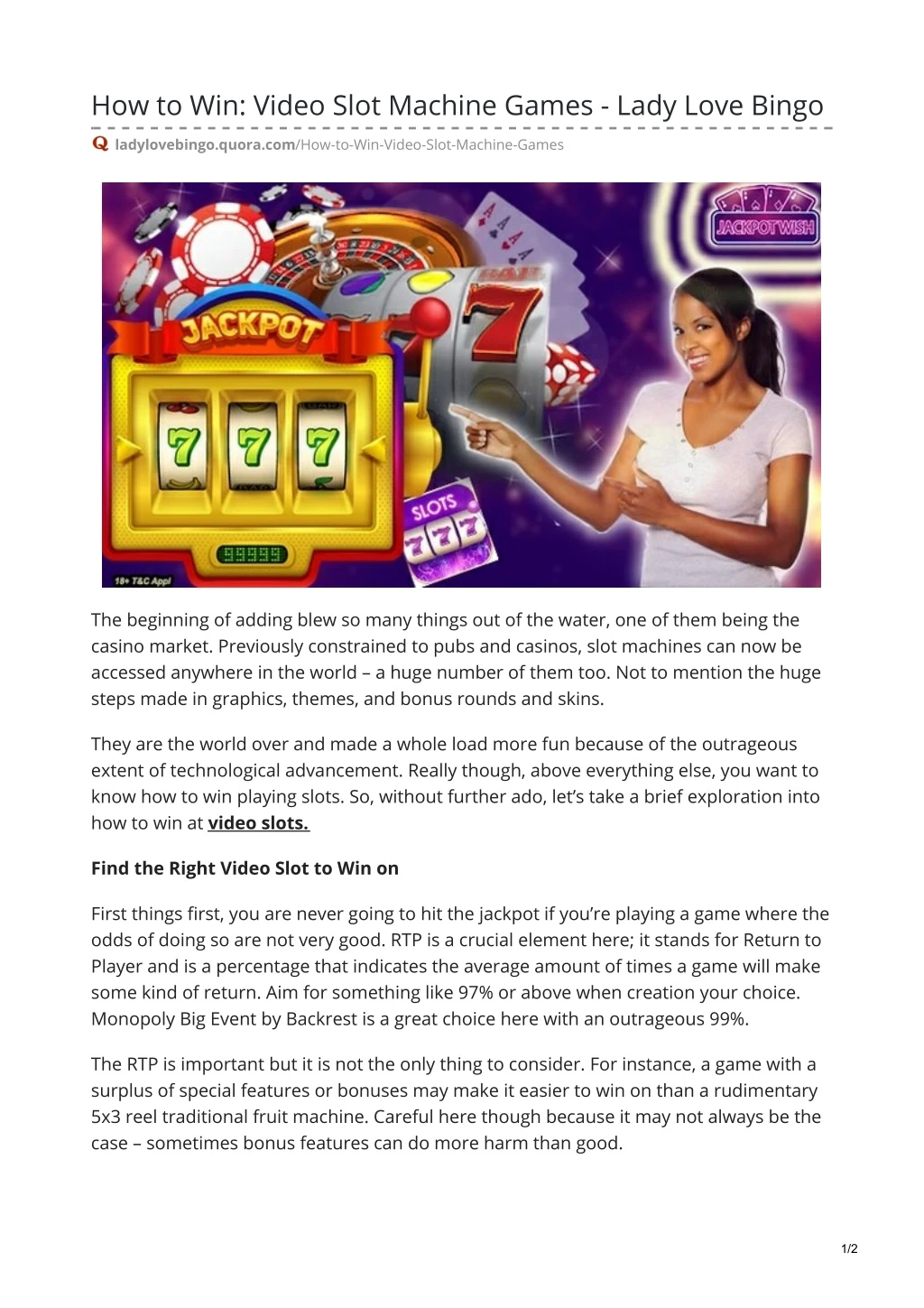 how to win video slot machine games lady love