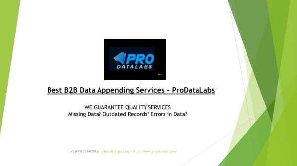 Best B2B Data Appending Services - ProDataLabs