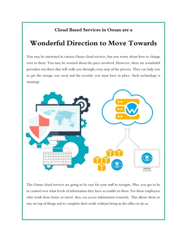 Cloud Based Services in Oman are a Wonderful Direction to Move Towards