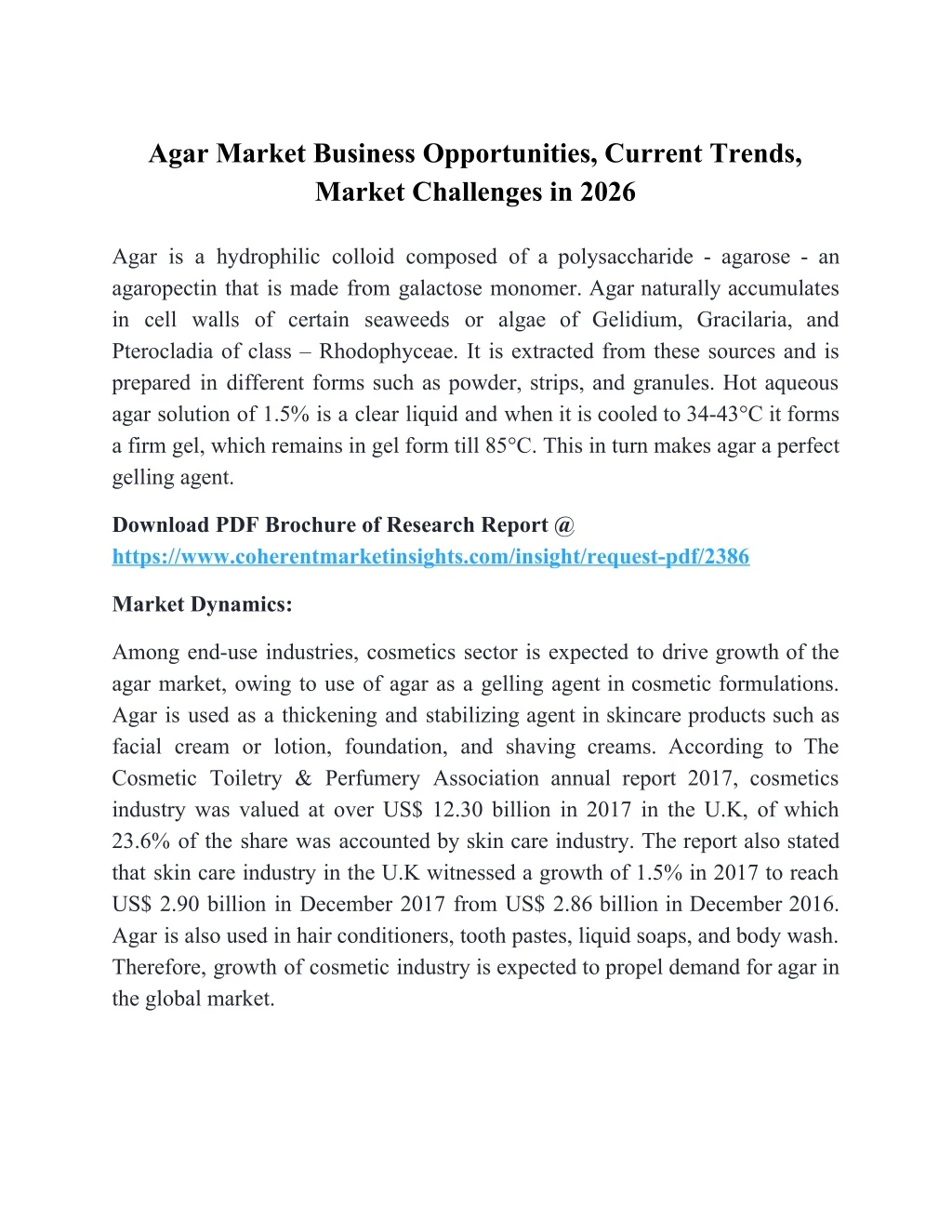 agar market business opportunities current trends
