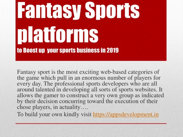 Best Fantasy sports development