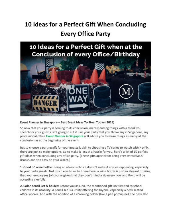 10 Ideas for a Perfect Gift When Concluding Every Office Party