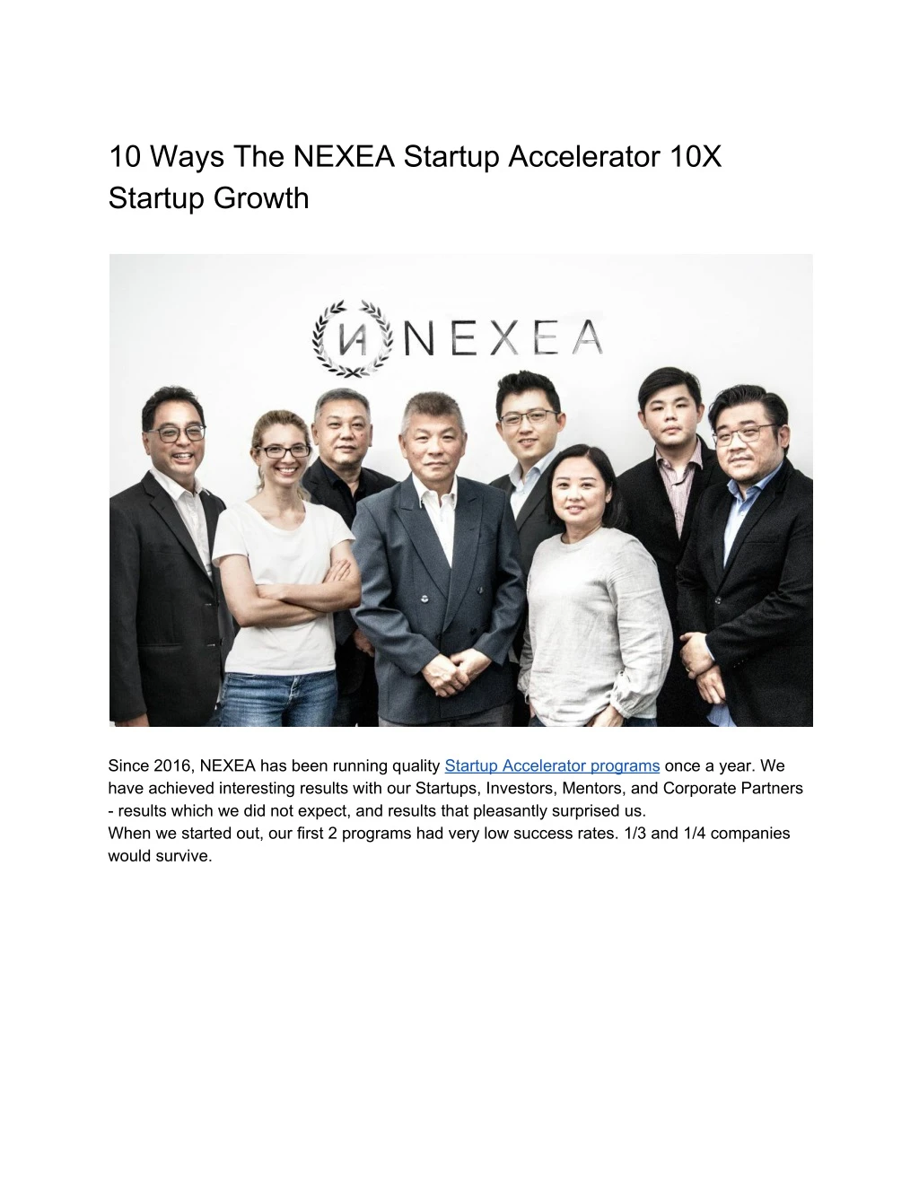 10 ways the nexea startup accelerator 10x startup