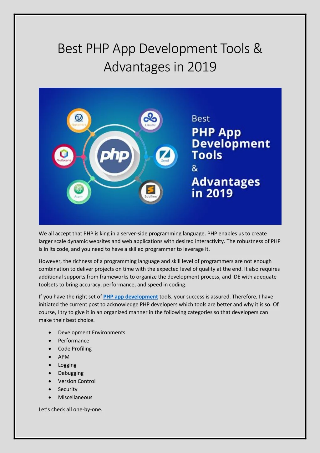 best php app development tools advantages in 2019