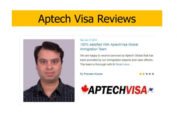 Aptech Visa Global immigration Pvt Ltd Customer Reviews