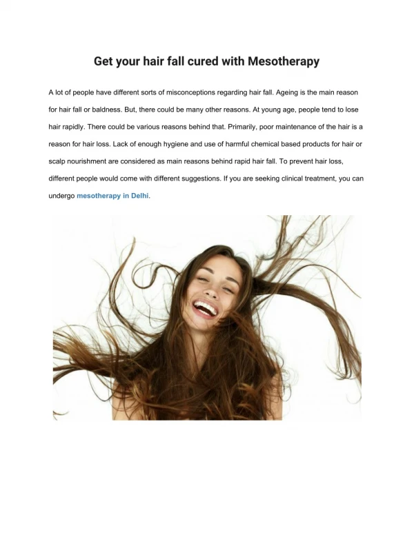 Get your hair fall cured with Mesotherapy