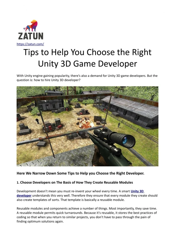 Tips to Help you Choose the Right Unity 3D Game Developer