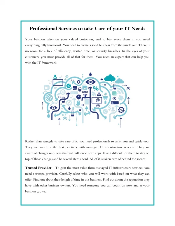Professional Services to take Care of your IT Needs