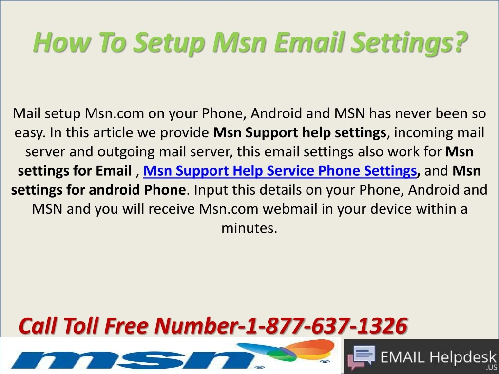 how to setup msn email settings