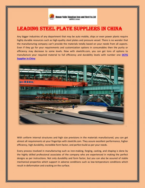 Leading Steel Plate Suppliers in China