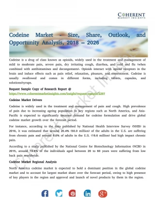 Codeine Market - Size, Share, and Opportunity Analysis, 2018 – 2026 - slide 1