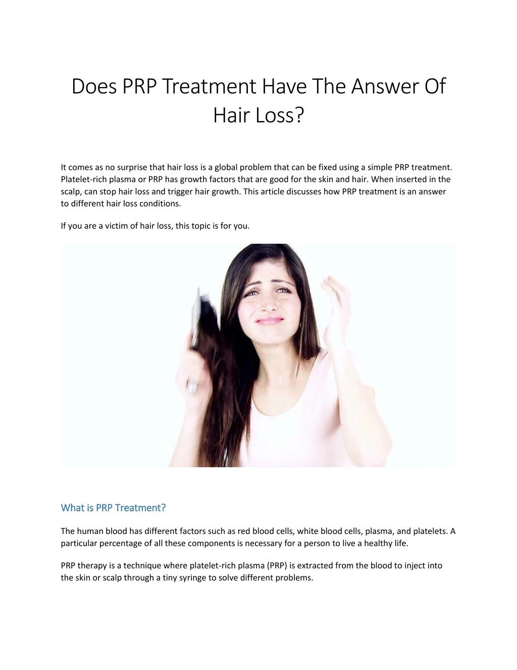 does prp treatment have the answer of hair loss