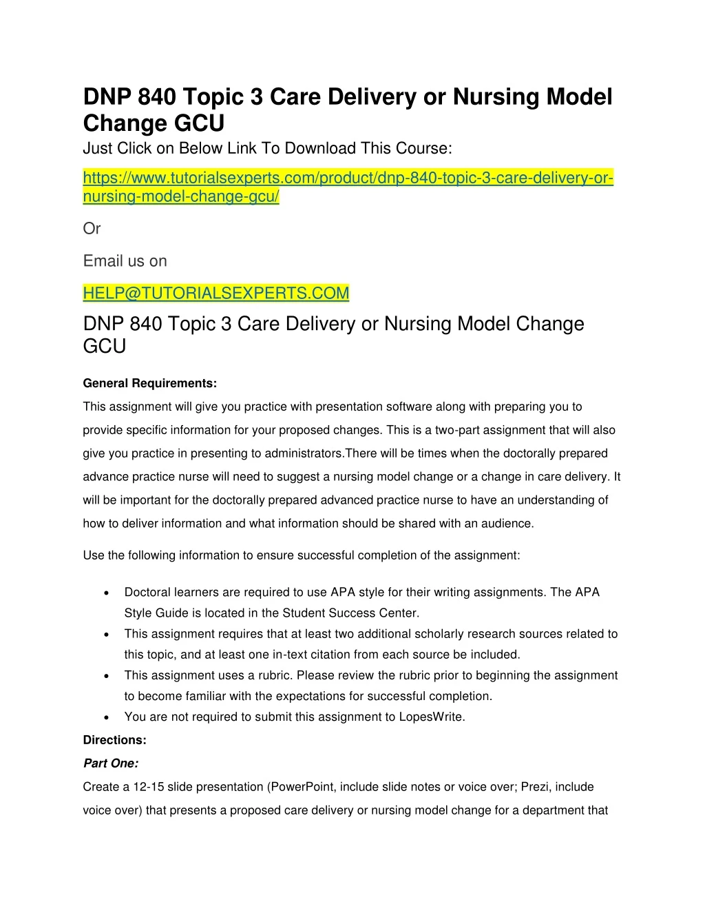 dnp 840 topic 3 care delivery or nursing model