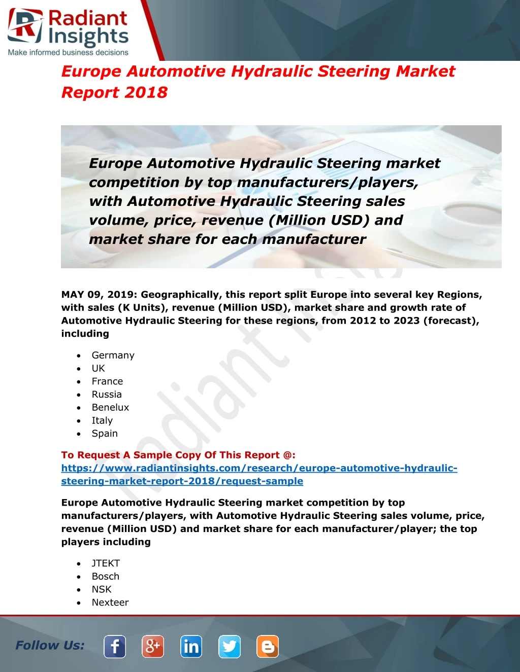 europe automotive hydraulic steering market