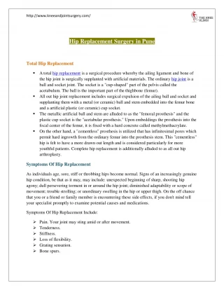 Hip | Joint Replacement | Surgery | Surgeon in Pune | The Knee Klinik - slide 1