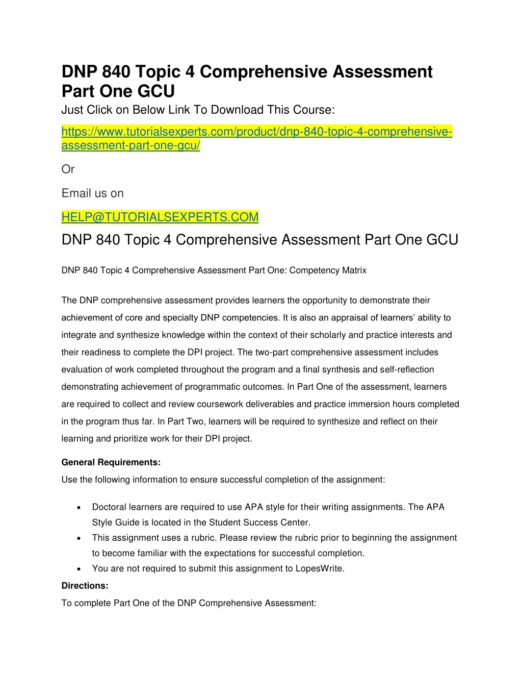 dnp 840 topic 4 comprehensive assessment part