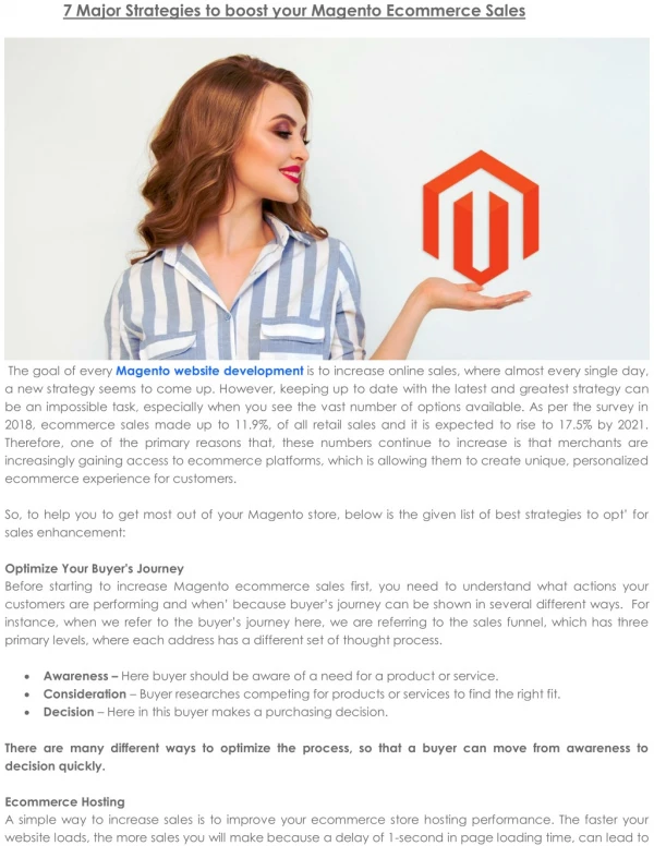 7 Major Strategies to boost your Magento Ecommerce Sales