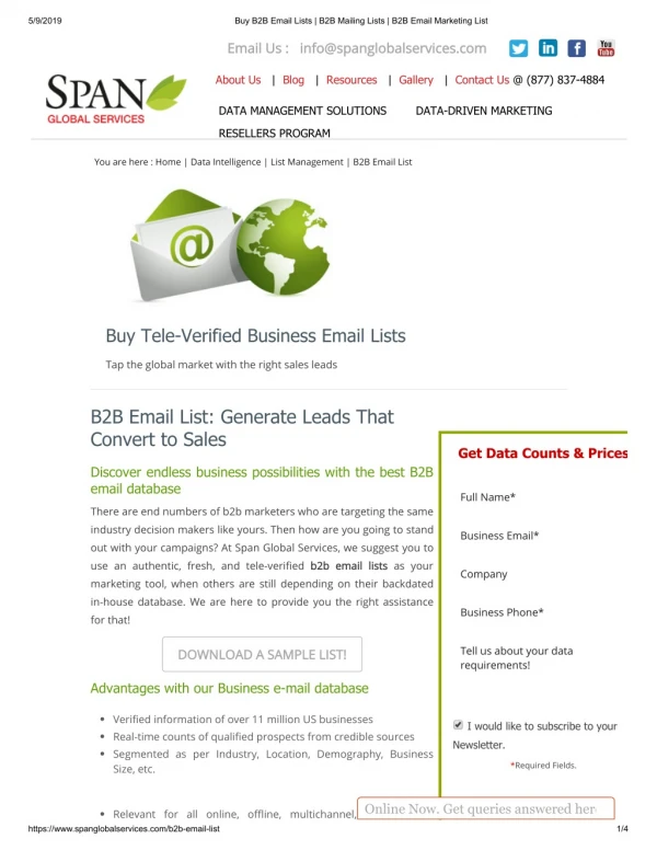Business Mailing List - Span Global Services