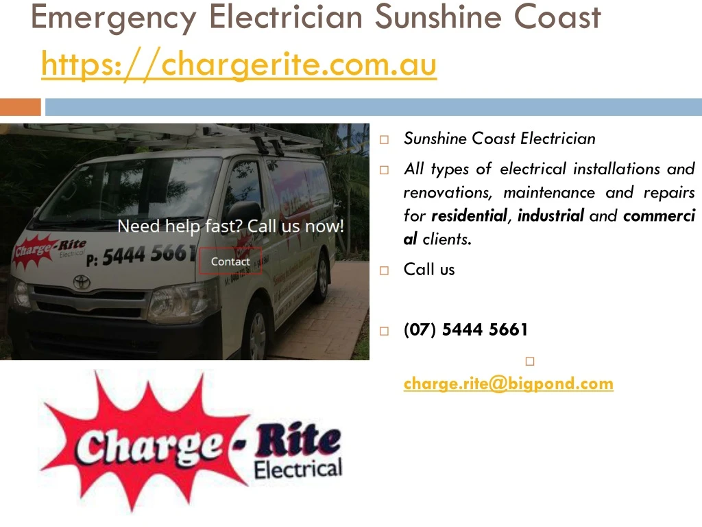 emergency electrician sunshine coast https chargerite com au