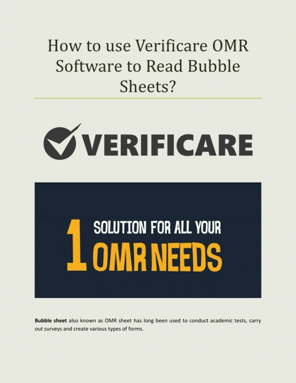 How to use Verificare OMR Software to Read Bubble Sheets?