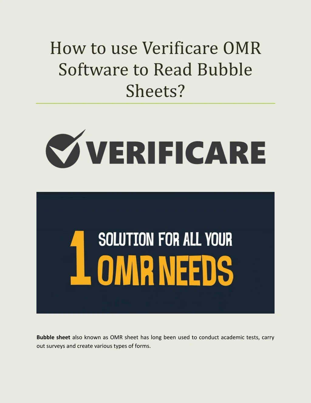 how to use verificare omr software to read bubble