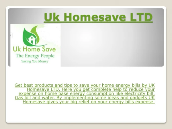 UK Home Save LTD || Professional Energy Saving Tips