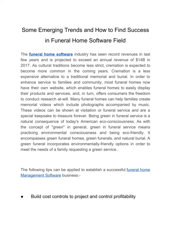 Funeral Home Software - Some Emerging Trends