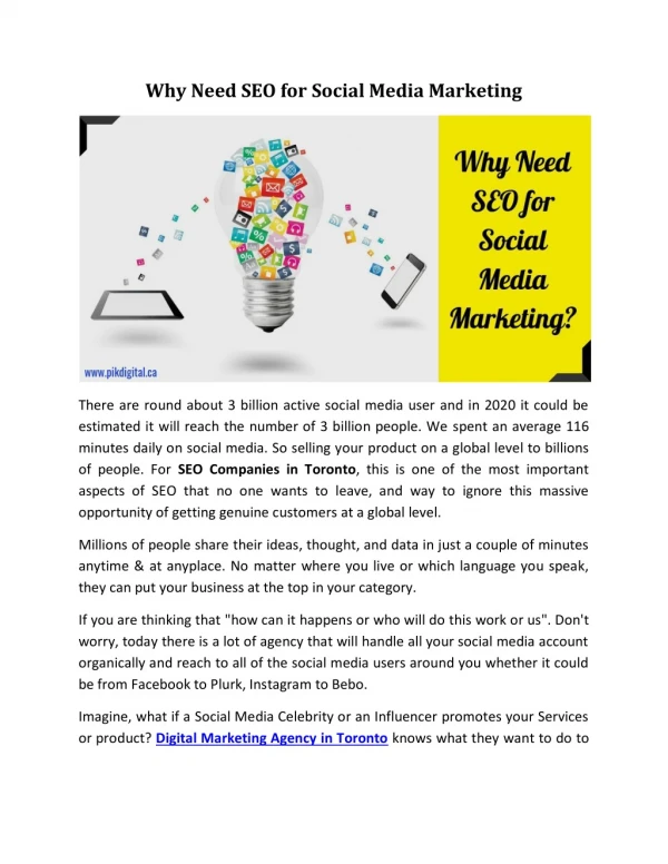 why need seo for social media marketing