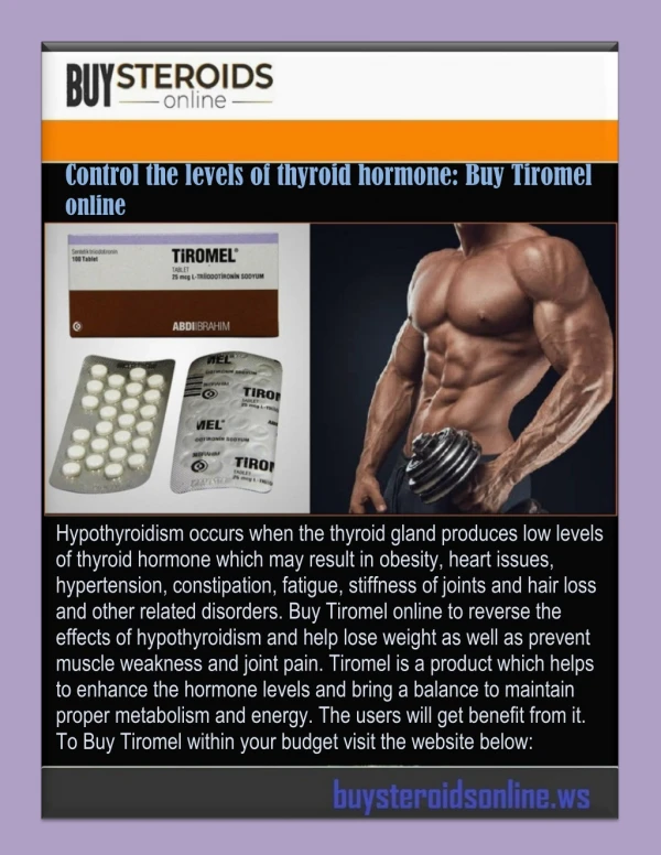 Control the levels of thyroid hormone: Buy Tiromel online