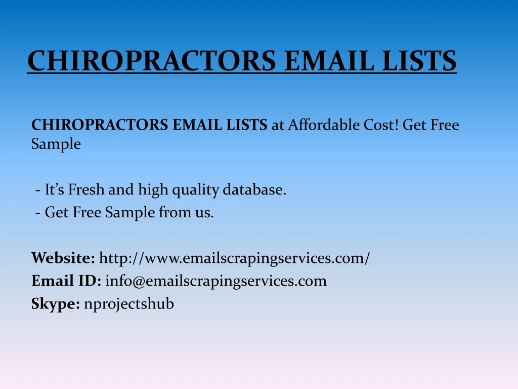 chiropractors email lists