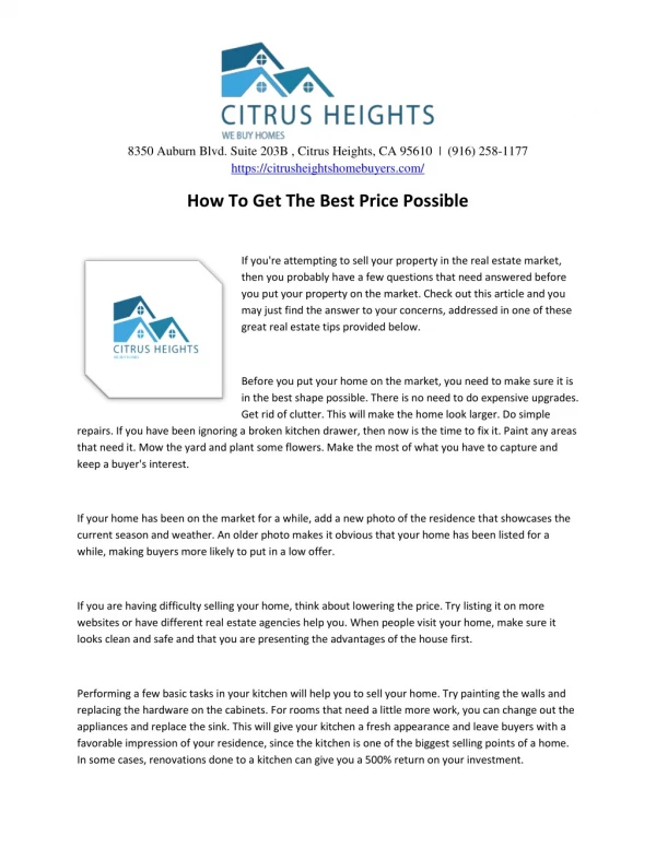Citrus Heights Home Buyers