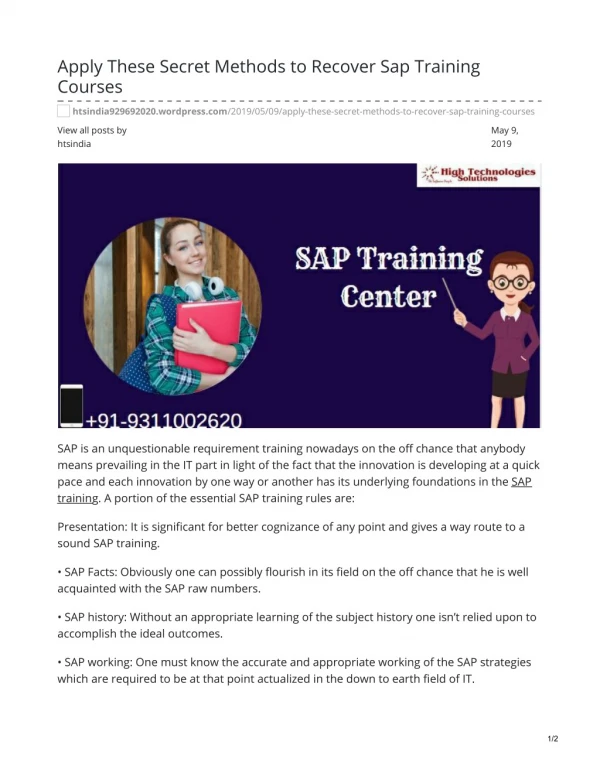 Is SAP Training Course is good for Career?