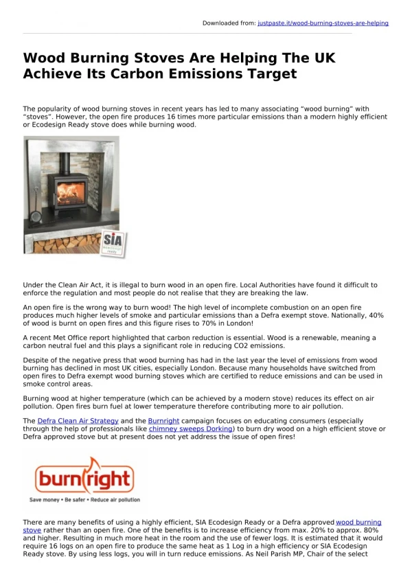 Wood Burning Stoves Are Helping The UK Achieve Its Carbon Emissions Target