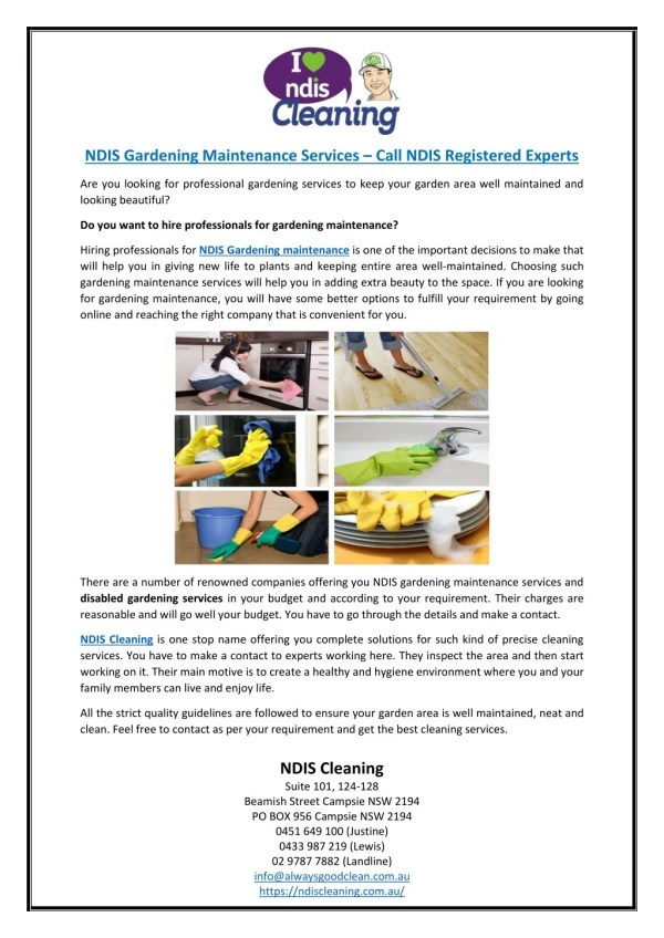 NDIS Gardening Maintenance Services – Call NDIS Registered Experts