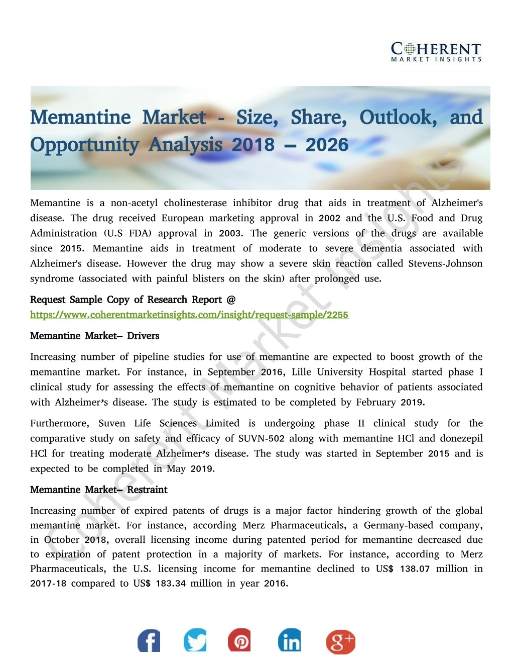 memantine market size share outlook and memantine