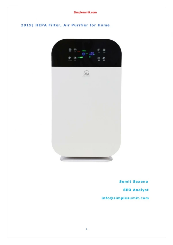 Air Purifier : A 365 days product
