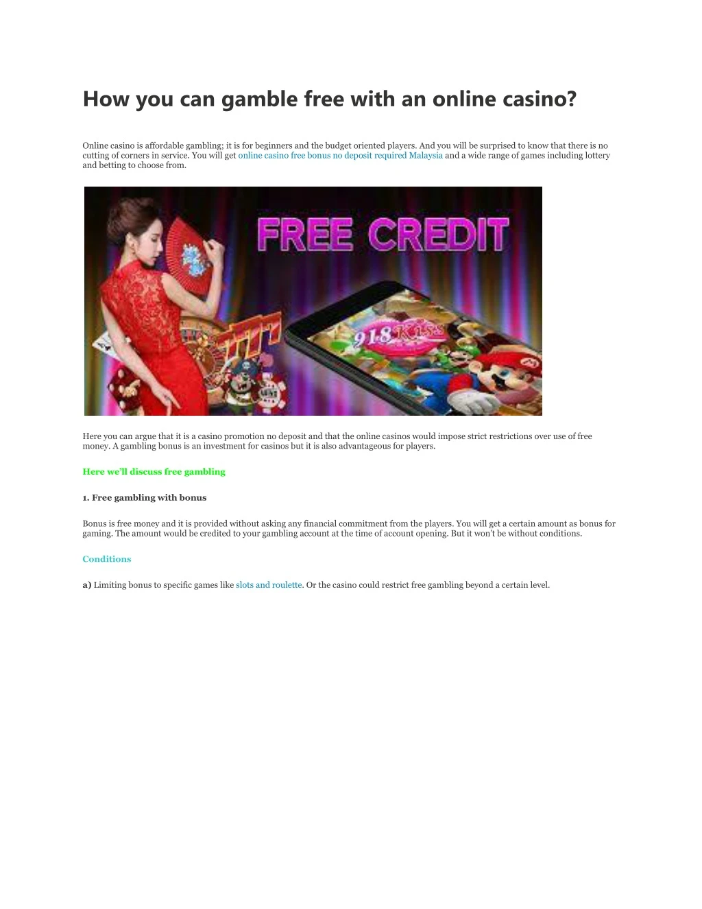 how you can gamble free with an online casino