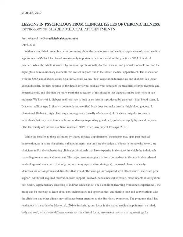 Psychology of Shared Medical Appointments